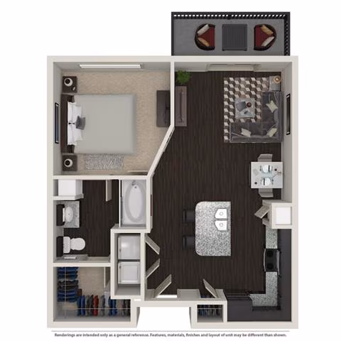 1 Bed 1 Bath 5306 floor plan